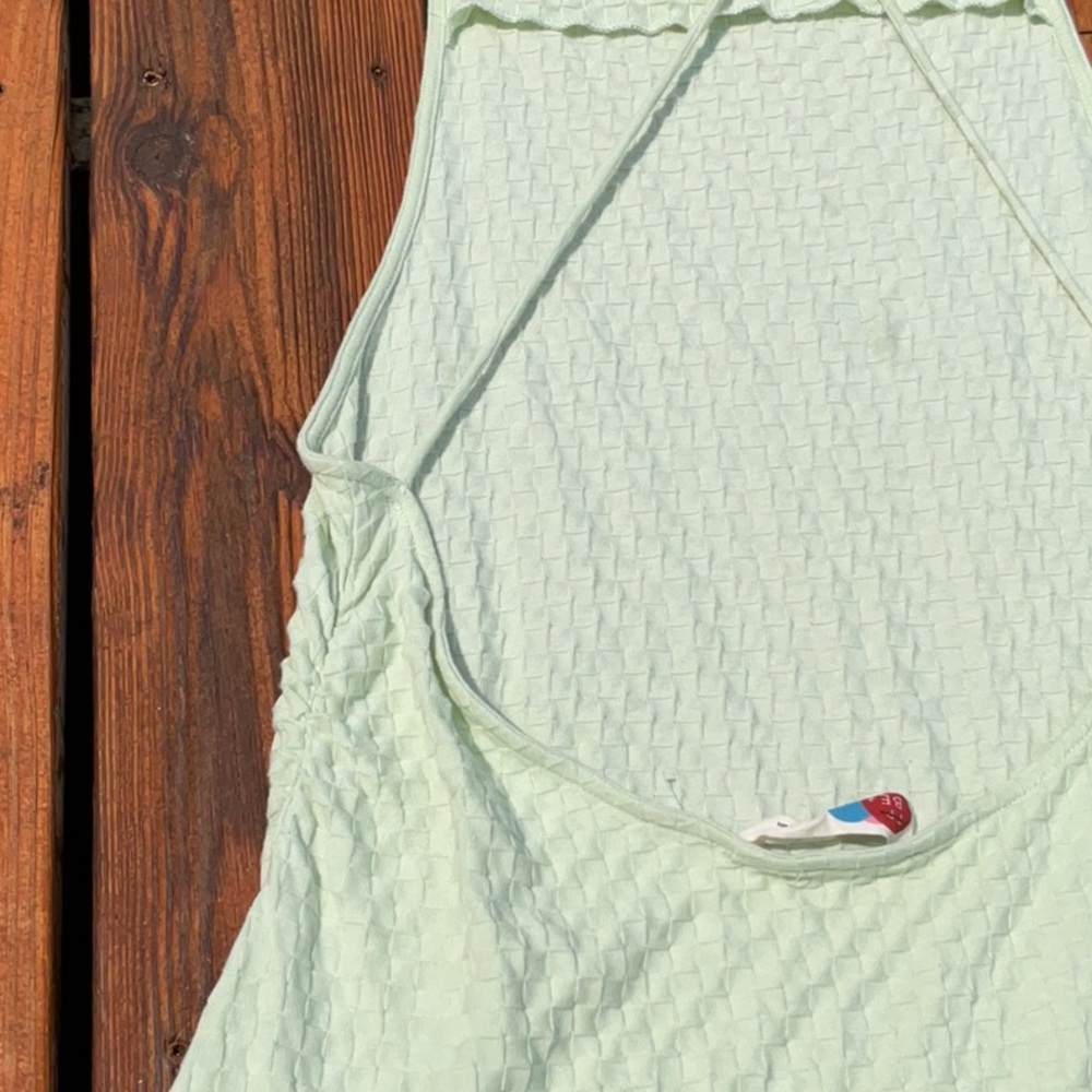 Free People Beach Square Neck Evelyn Mini Dress In Mint Green Size Medium - Picture 7 of 8